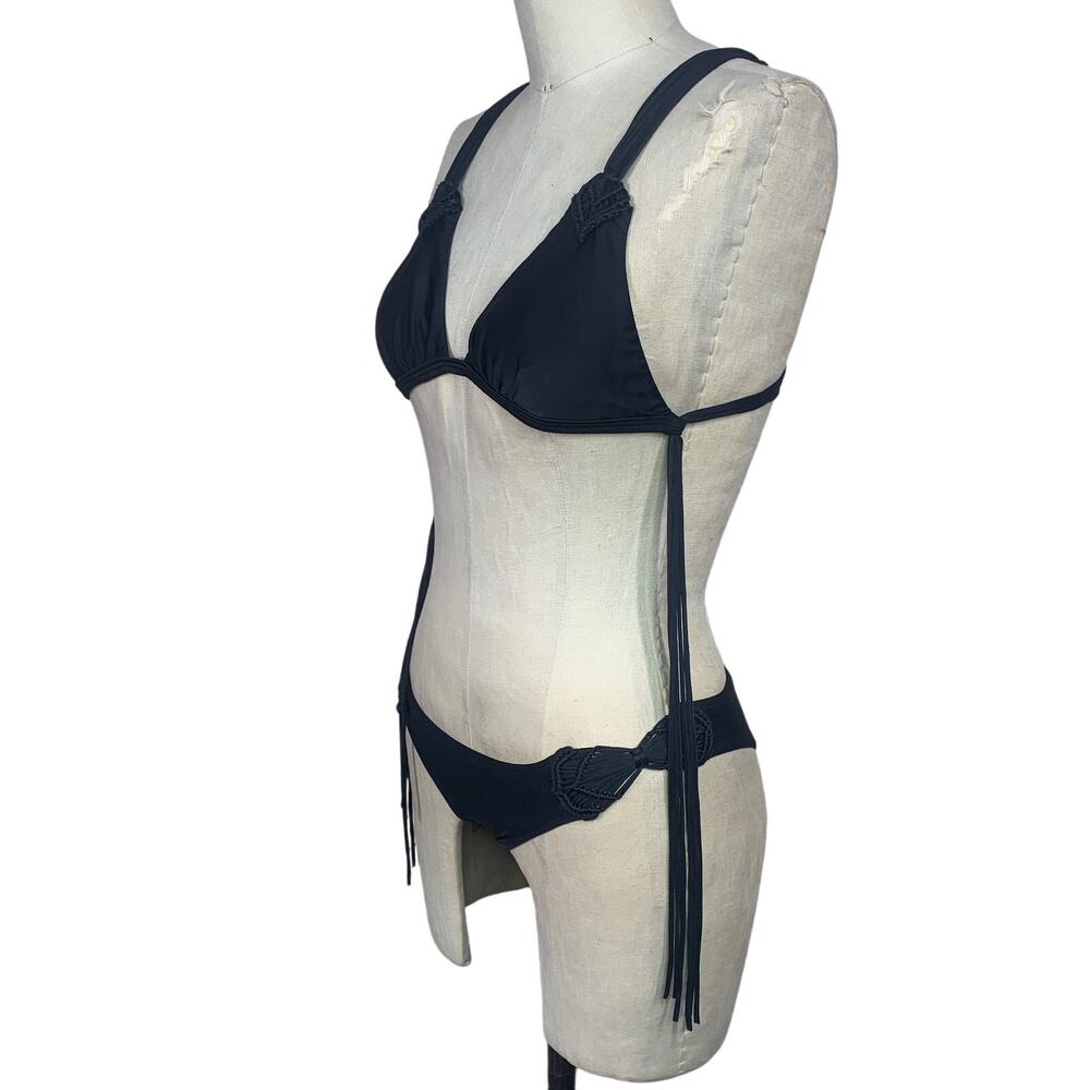 Vix Macrame Triangle Bikini Two-Piece Set In Blac… - image 4
